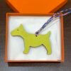 Full Handmade Dog Charm Togo Leather Blue Saphir / Epsom Leather Lime