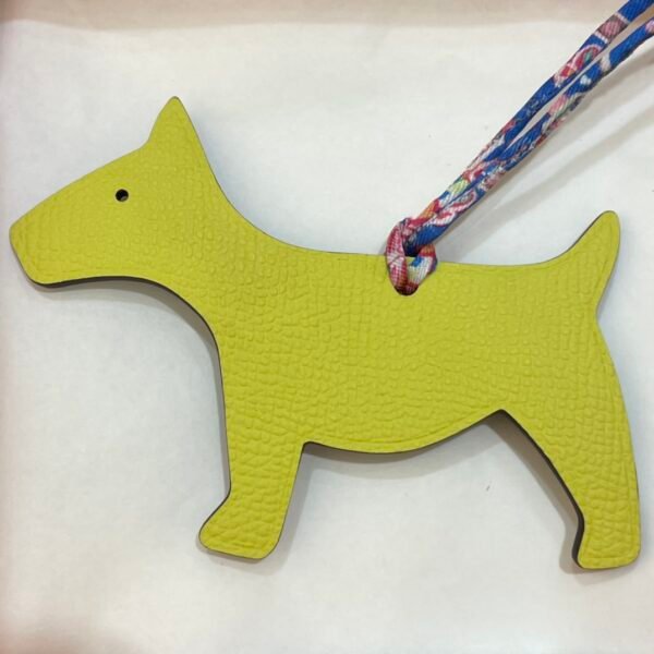 Full Handmade Dog Charm Togo Leather Blue Saphir / Epsom Leather Lime