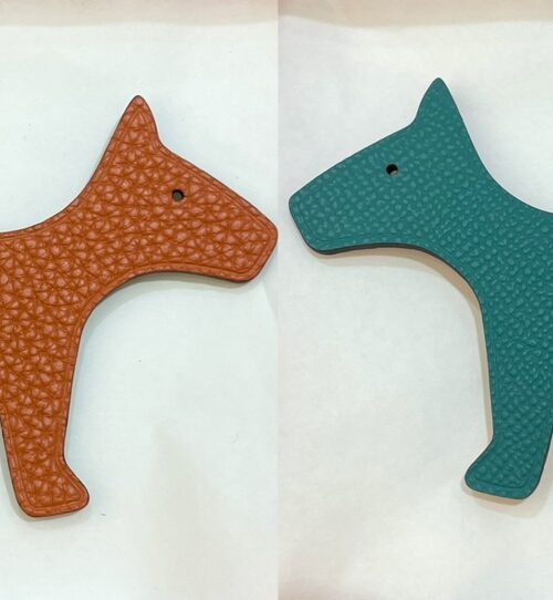 Lovely Bag Charms Orange Togo Leather / Malachite Epsom Leather Dog Charm