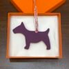 Australia Sydney Dog Charm Rose Eglantine Togo Leather / Violet Epsom Leather