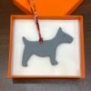 Cute Bag Charm Blue Lin Togo Leather / Violet Epsom Leather Dog Charm