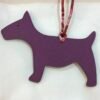Cute Bag Charm Blue Lin Togo Leather / Violet Epsom Leather Dog Charm