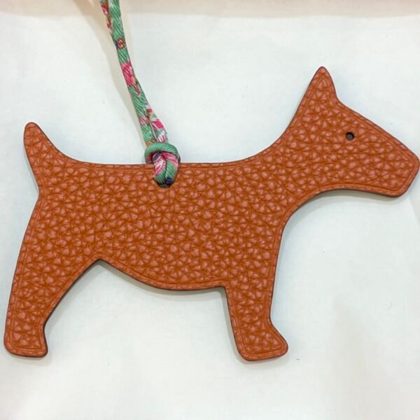 Lovely Bag Charms Orange Togo Leather / Malachite Epsom Leather Dog Charm