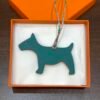 Lovely Bag Charms Orange Togo Leather / Malachite Epsom Leather Dog Charm