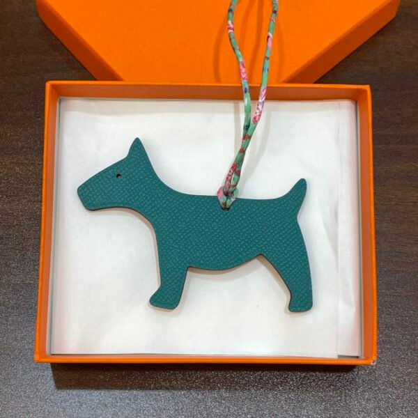 Lovely Bag Charms Orange Togo Leather / Malachite Epsom Leather Dog Charm