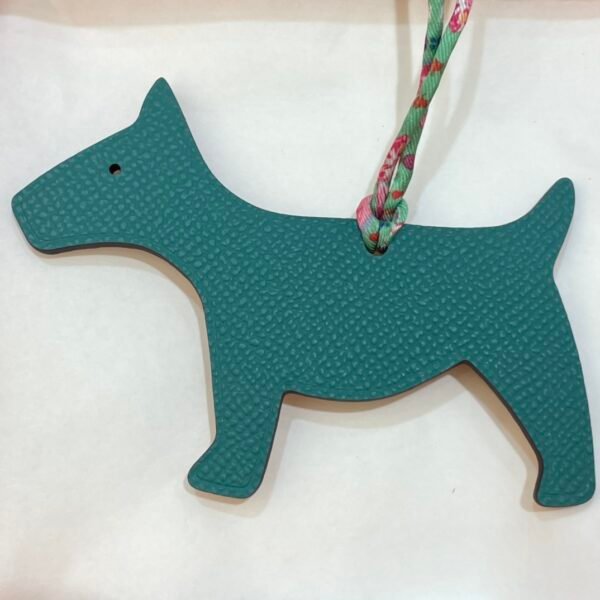 Lovely Bag Charms Orange Togo Leather / Malachite Epsom Leather Dog Charm
