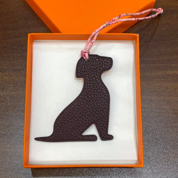 187 Factory Little Dog Charm Togo Bordeaux / Epsom Rose Confetti