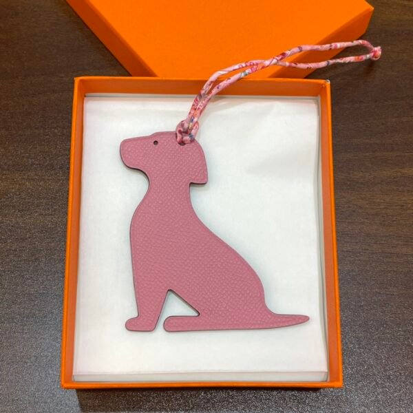 187 Factory Little Dog Charm Togo Bordeaux / Epsom Rose Confetti