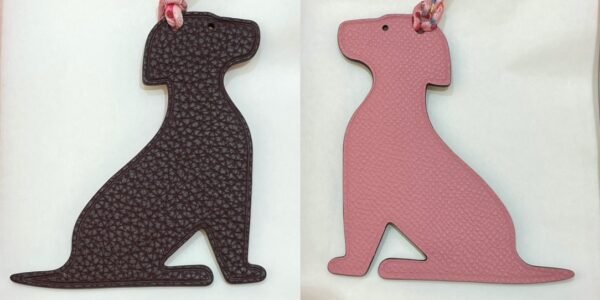 187 Factory Little Dog Charm Togo Bordeaux / Epsom Rose Confetti