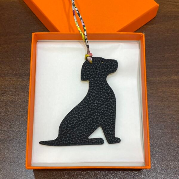 187 Factory Bag Charms Little Dog Charm Noir Togo Leather / Lime Epsom Leather