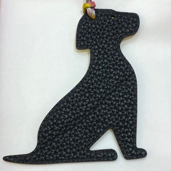 187 Factory Bag Charms Little Dog Charm Noir Togo Leather / Lime Epsom Leather