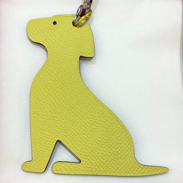 187 Factory Bag Charms Little Dog Charm Noir Togo Leather / Lime Epsom Leather