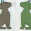 UK London Little Dog Charm Gris Tourterelle Togo Leather / Vert Criquet Epsom Leather 