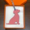 Full Handmade Little Dog Charm Blue Atoll Epsom Leather / Pink Togo Leather
