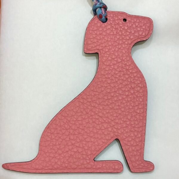Full Handmade Little Dog Charm Blue Atoll Epsom Leather / Pink Togo Leather