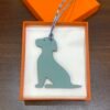 Full Handmade Little Dog Charm Blue Atoll Epsom Leather / Pink Togo Leather