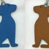 187 Factory Bag Charms Blue Azteque Togo Leather / Gold Epsom Leather Little Dog Charm