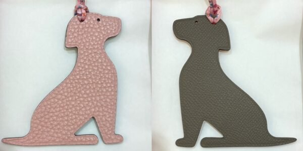 Australia Canberra Little Dog Charm Rose Eglantine Togo Leather / Etoupe Epsom Leather