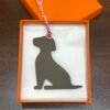 Australia Canberra Little Dog Charm Rose Eglantine Togo Leather / Etoupe Epsom Leather