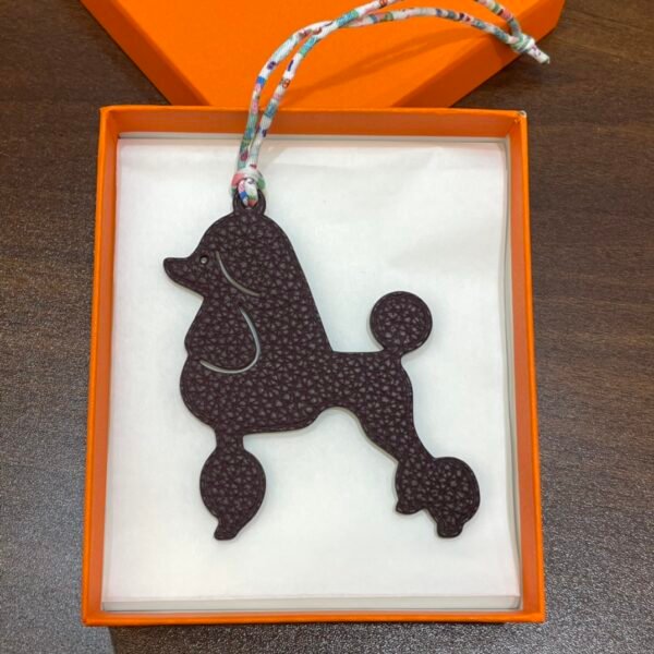 187 Factory Poodle Charm Epsom Leather Blue Atoll / Bordeaux Togo Bag Charms