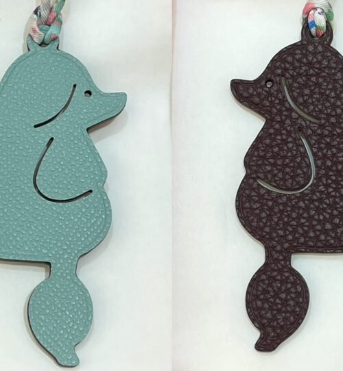 187 Factory Poodle Charm Epsom Leather Blue Atoll / Bordeaux Togo Bag Charms