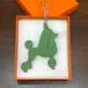 Lovely 187 Factory Epsom Vert Criquet / Togo Gris Tourterelle Poodle Bag Charm