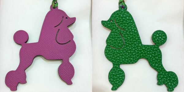 UAE Dubai 187 Factory Poodle Charm Epsom Rose Purple / Togo Vert Bamboo