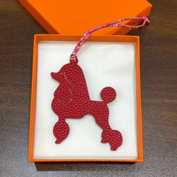 Australia Sydney Poodle Bag Charm Rose Confetti Epsom / Rouge Casaque Togo Leather