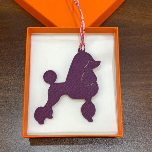 New Arrival 187 Factory Bag Charms Epsom Violet / Togo Rose Eglantine Poodle Charm