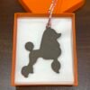 New 187 Factory Poodle Charm Etoupe Epsom Leather / Rose Sakura Togo Leather