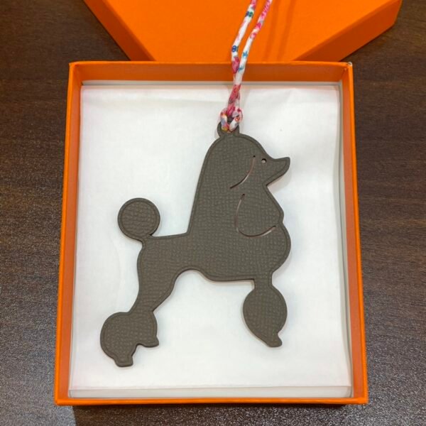 New 187 Factory Poodle Charm Etoupe Epsom Leather / Rose Sakura Togo Leather