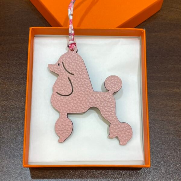 New 187 Factory Poodle Charm Etoupe Epsom Leather / Rose Sakura Togo Leather