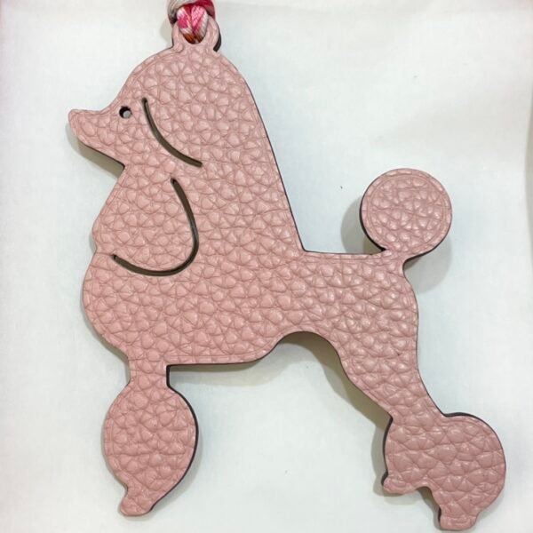 New 187 Factory Poodle Charm Etoupe Epsom Leather / Rose Sakura Togo Leather
