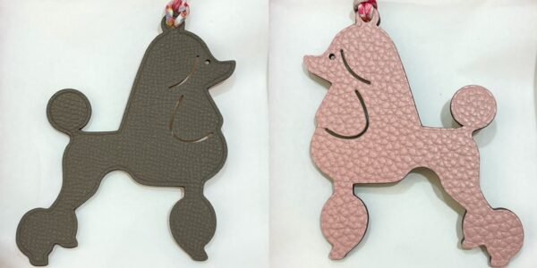 New 187 Factory Poodle Charm Etoupe Epsom Leather / Rose Sakura Togo Leather
