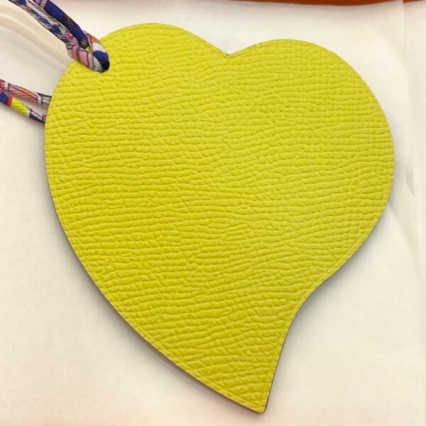 187 Factory Bag Charms Heart Charm Lime Epsom / Blue Saphir Togo Leather