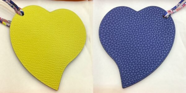187 Factory Bag Charms Heart Charm Lime Epsom / Blue Saphir Togo Leather