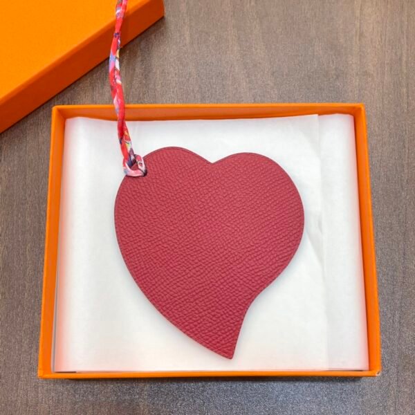 UK London 187 Factory Heart Charm Epsom Rouge Casaque / Togo Orange Bag Charm