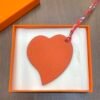 UK London 187 Factory Heart Charm Epsom Rouge Casaque / Togo Orange Bag Charm