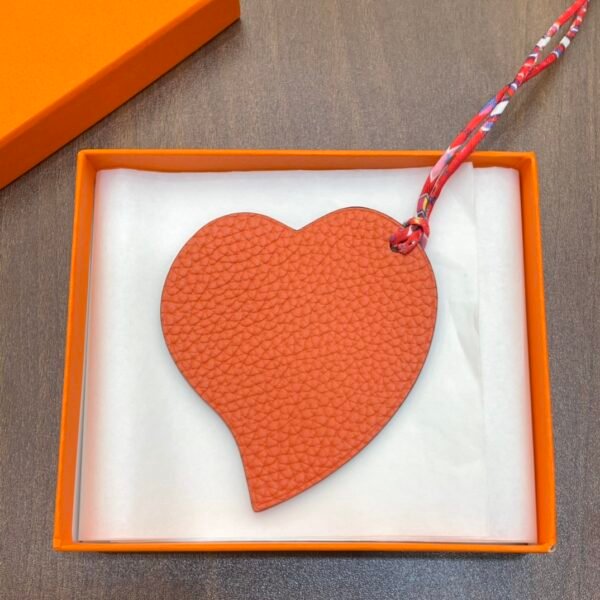 UK London 187 Factory Heart Charm Epsom Rouge Casaque / Togo Orange Bag Charm
