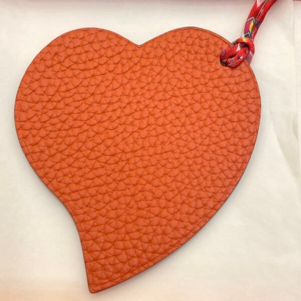 UK London 187 Factory Heart Charm Epsom Rouge Casaque / Togo Orange Bag Charm