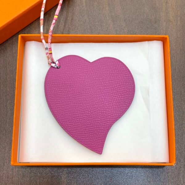 Handmade 187 Factory Rose Purple Epsom / Rose Eglantine Togo Leather Heart Charm