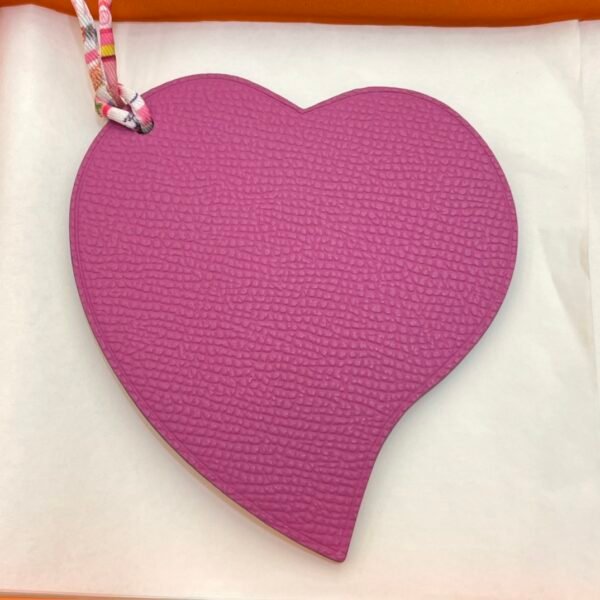 Handmade 187 Factory Rose Purple Epsom / Rose Eglantine Togo Leather Heart Charm