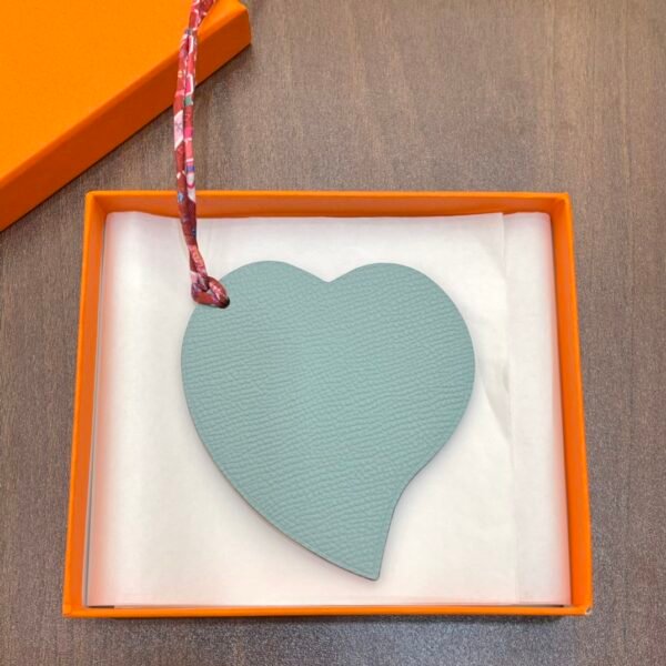 New Arrival 187 Factory Bag Charms Blue Atoll Epsom / Dark Coffee Togo Heart Charms