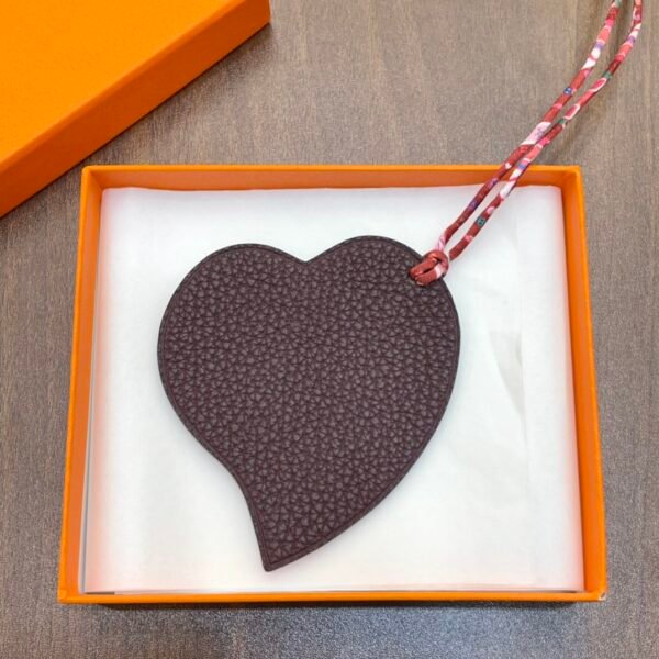 New Arrival 187 Factory Bag Charms Blue Atoll Epsom / Dark Coffee Togo Heart Charms