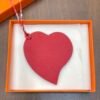 187 Factory Heart Charm Epsom Leather Rouge De Coeur / Gold Togo Leather Bag Charm
