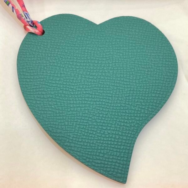 187 Factory Bag Charm Price Malachite Epsom Leather / Anemone Togo Leather Heart Charm