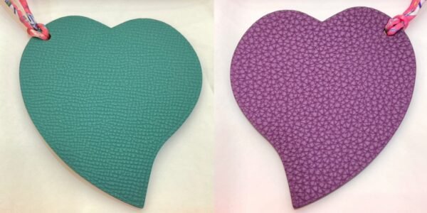 187 Factory Bag Charm Price Malachite Epsom Leather / Anemone Togo Leather Heart Charm