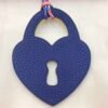 187 Factory Bag Charm Love Lock Charm Lime Epsom Leather / Togo Leather Blue Saphir