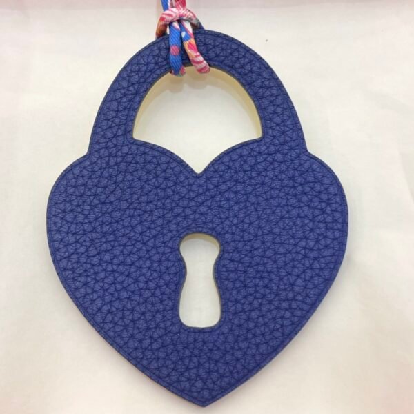 187 Factory Bag Charm Love Lock Charm Lime Epsom Leather / Togo Leather Blue Saphir