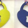 187 Factory Bag Charm Love Lock Charm Lime Epsom Leather / Togo Leather Blue Saphir